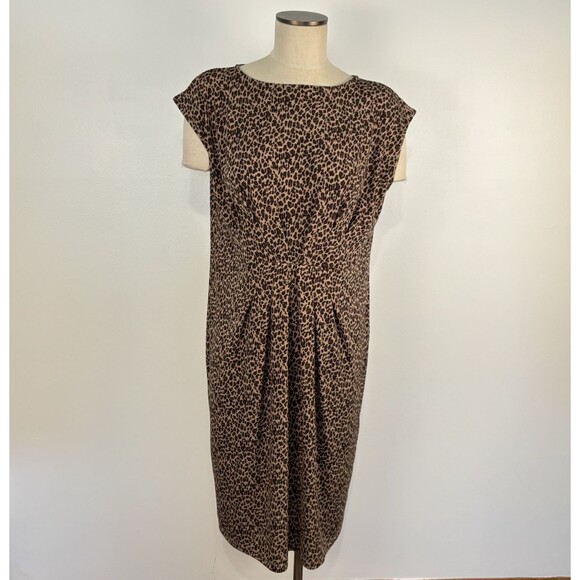 Talbots Women’s Size XL Leopard Animal Print Short Sleeve Knee Length Dress - Picture 1 of 7